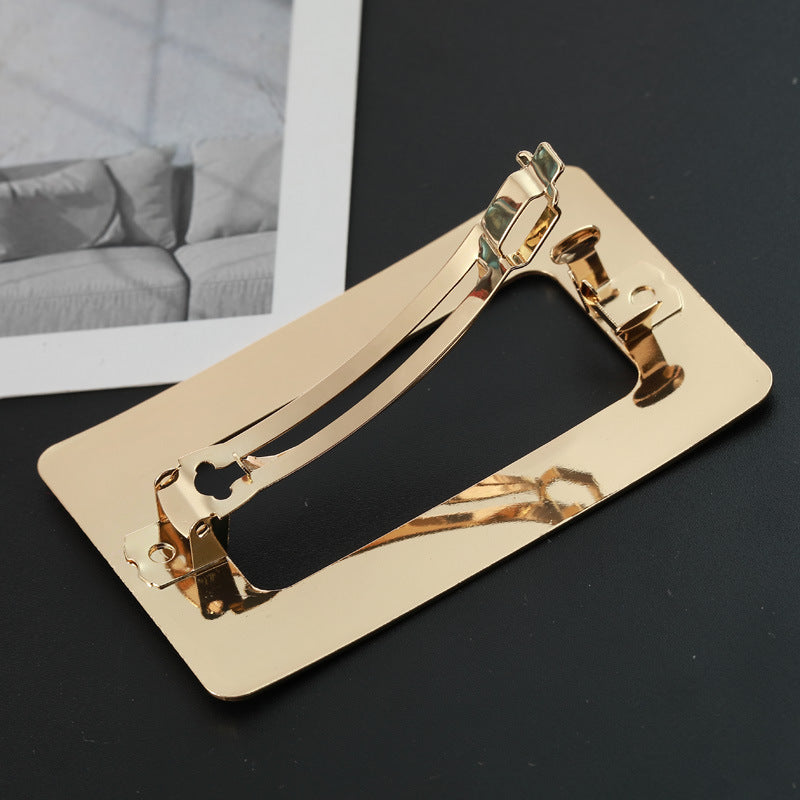 Large Rectangular Hollow Barrettes Brushed