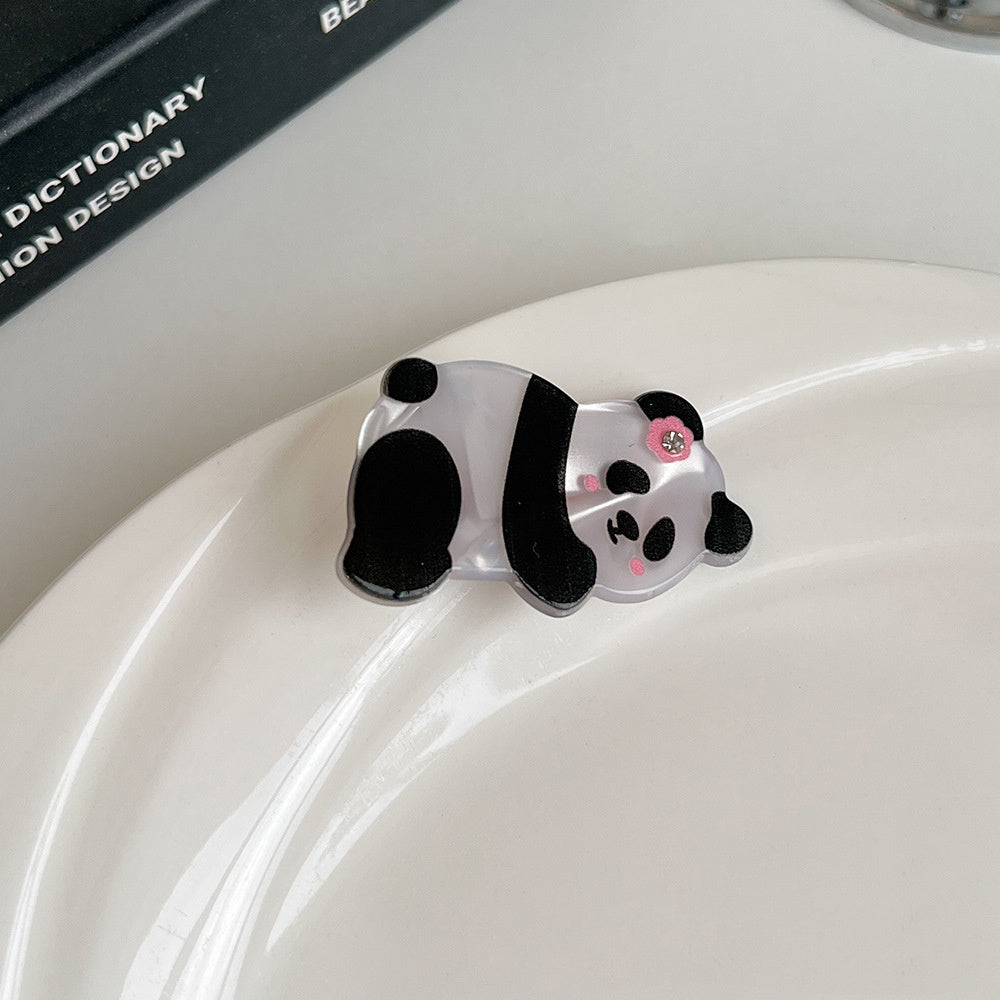 Plastic Cartoon Panda Acetate Grip Cute Animal Hair Claw Young Girl Personalized Barrettes Bang Side Shark Clip