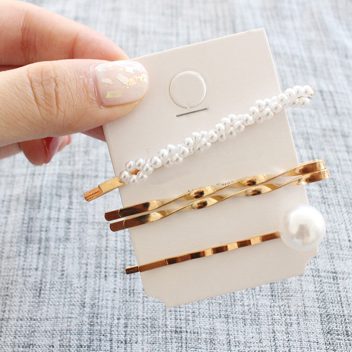 Alloy Pearl Liu Seaside Clip A Word Clip Hairpin Hair Accessories