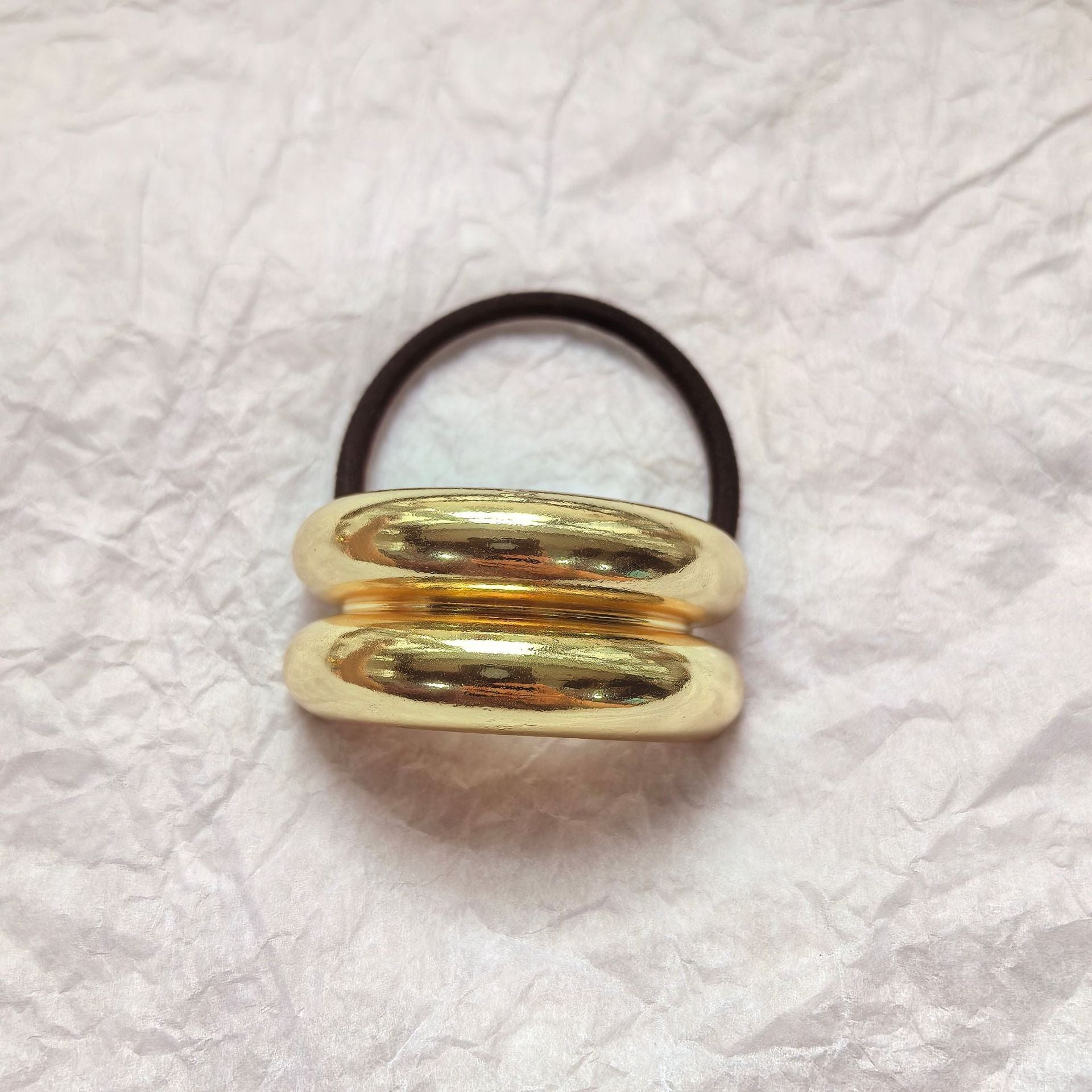 Minimalist Alloy Ring Semi-curved Hair Ring Online Influencer Head String High-end Leather Case Hair Rope