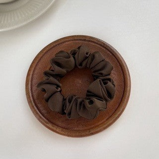 Cream Texture Silky Satin French Black Large Intestine Hair Ring