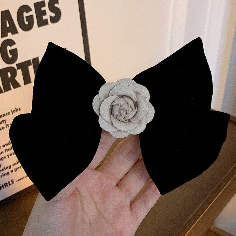 Vintage Velvet Rose Bow Hair Clip