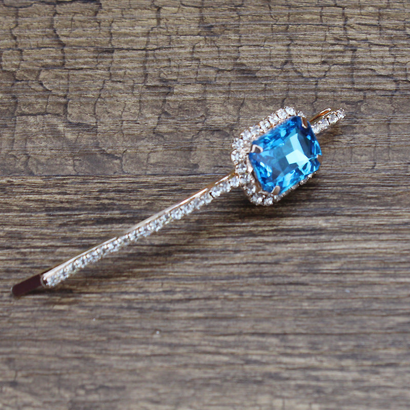 Square Rhinestone Bobby Pin Hair Clip Personality Side Clip Headdress