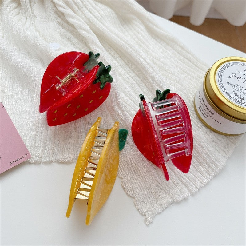 Cute Strawberry Shark Clip Bun Hair Clip Headdress