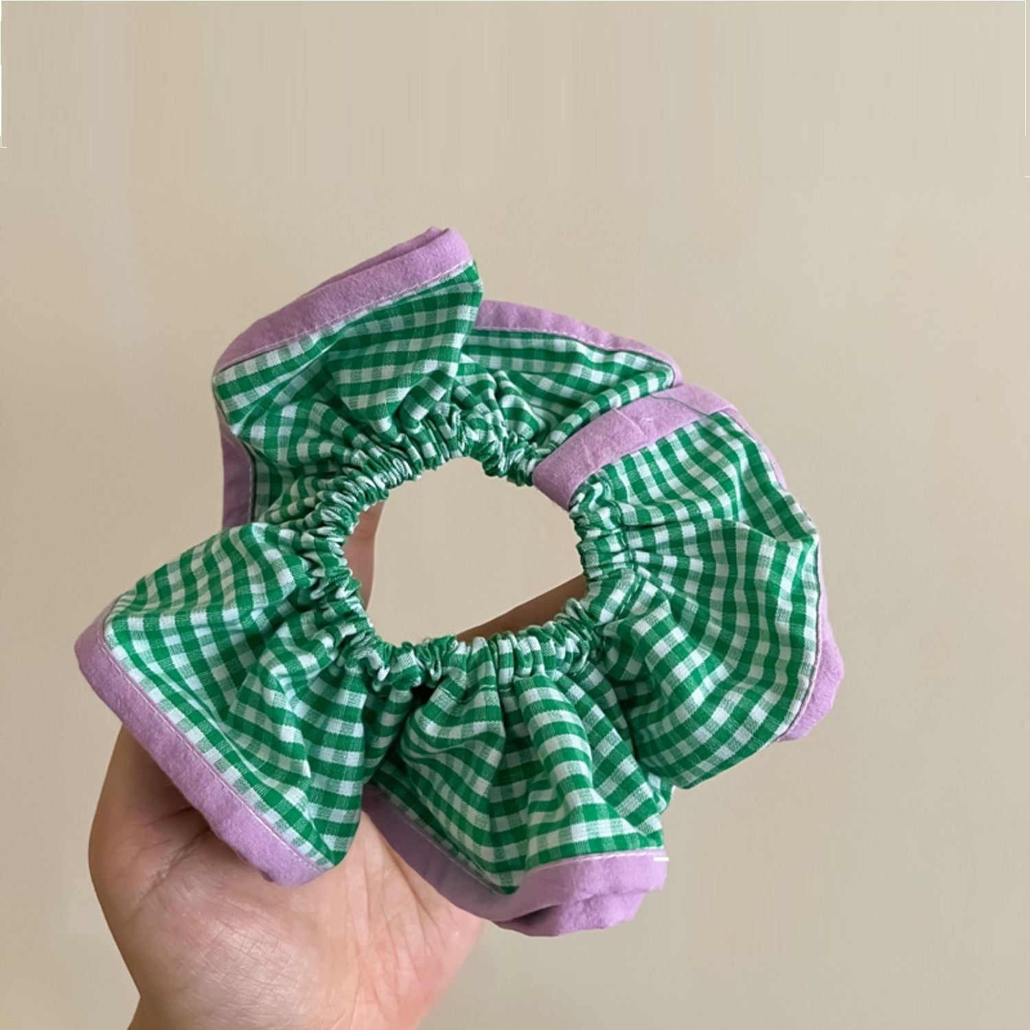 Early Spring New Sweet Girl Candy Color Plaid Hair Ring