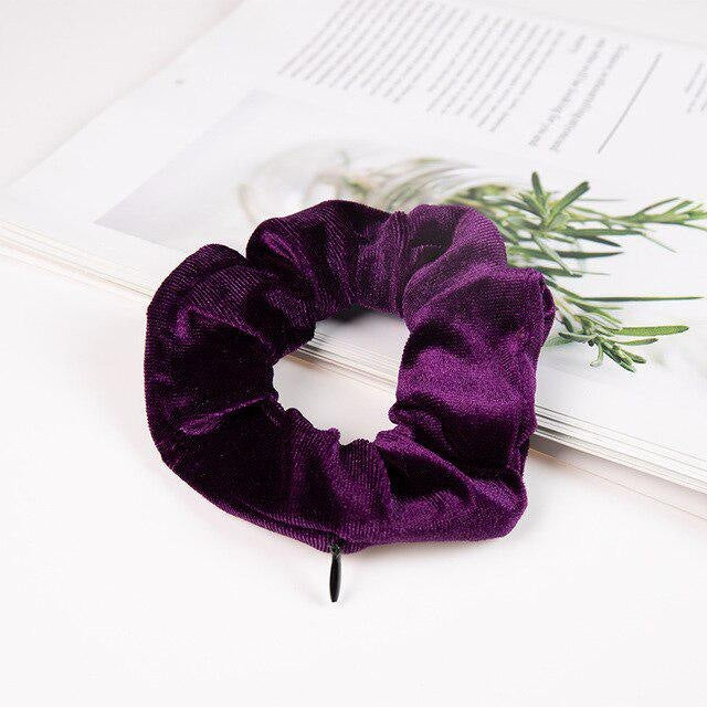 Invisible Zipper Suede Large Intestine Hair Ring