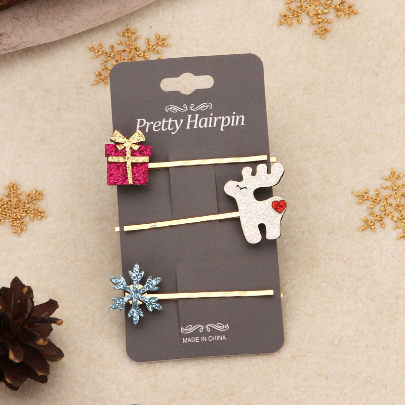 Christmas Festival Cute Elk Christmas Tree Bell Barrettes