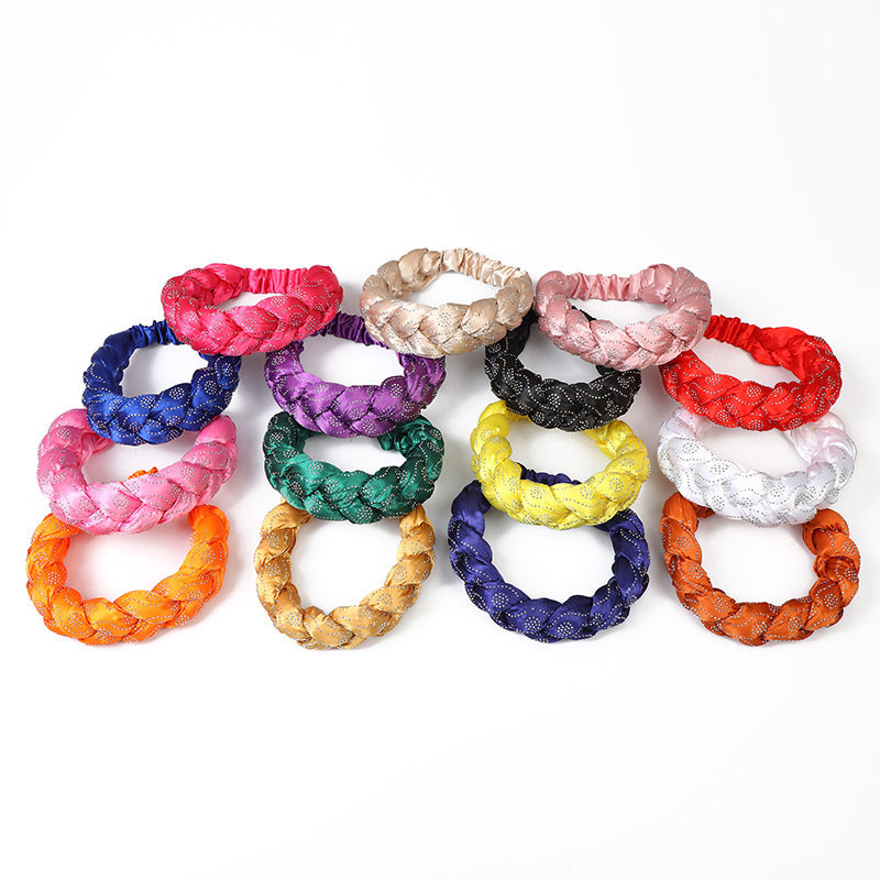 Satin Multicolor Perm Drill New Twist Braid Hairband Hair Ring