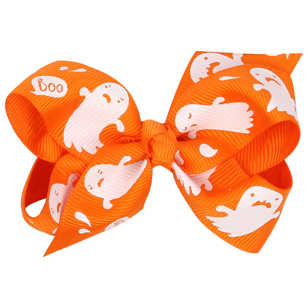 Children's Fashion Halloween Cartoon Print Bow Barrettes