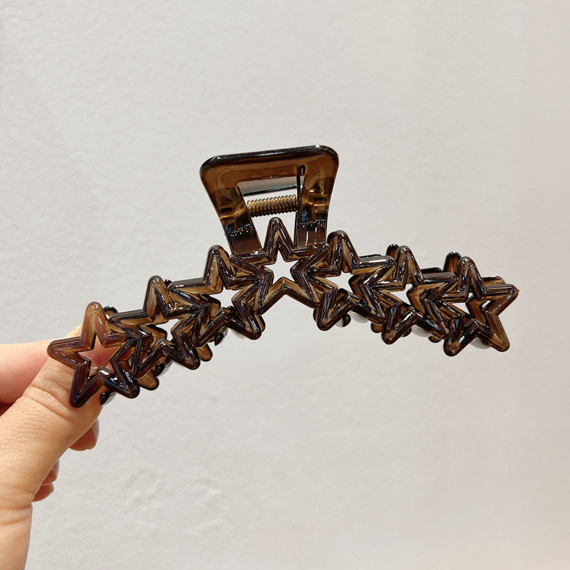 Transparent Brown Large Size Hollow Heart-shaped Barrettes