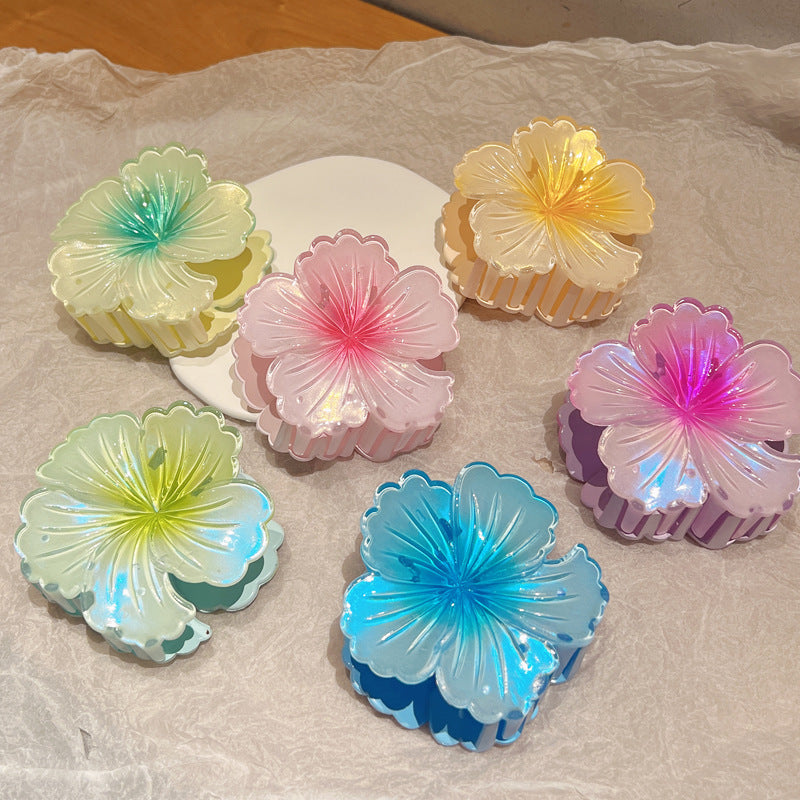 Gradient Color Curly Heart Flower Barrettes Large Headdress
