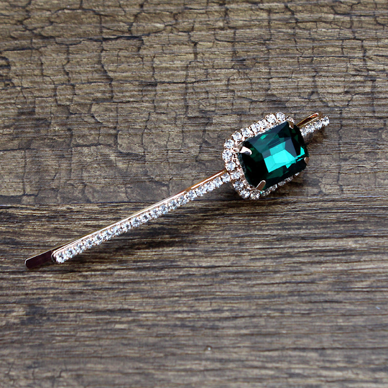 Square Rhinestone Bobby Pin Hair Clip Personality Side Clip Headdress