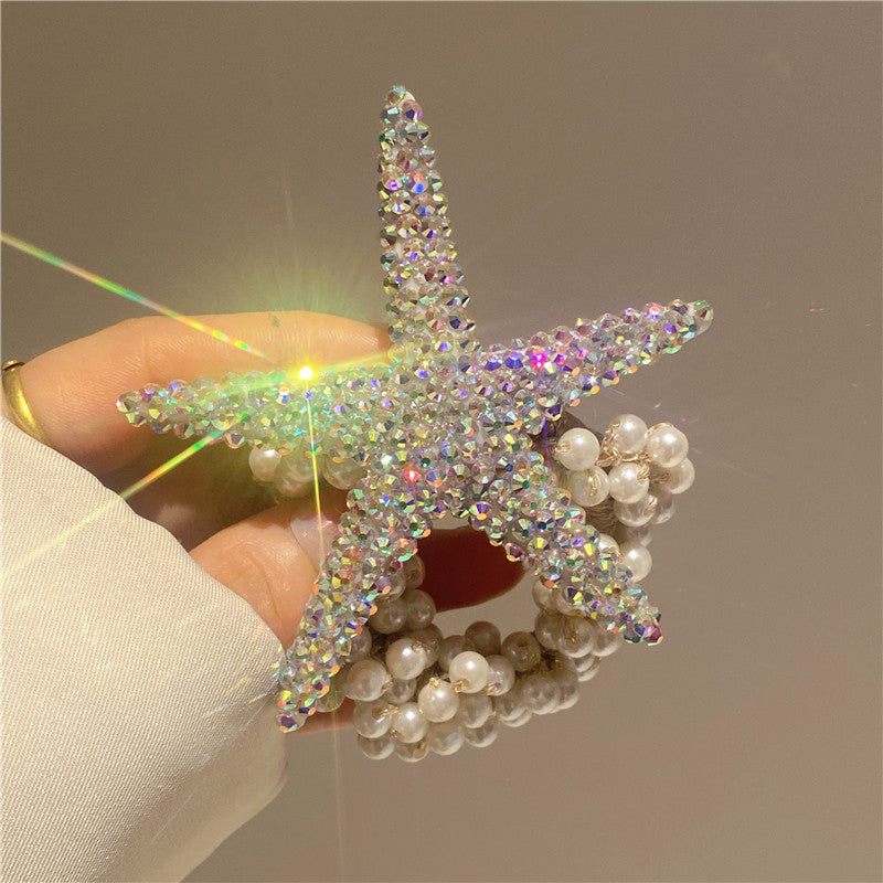 Lovely Starfish Hair Ring Pearl Star Head Rope