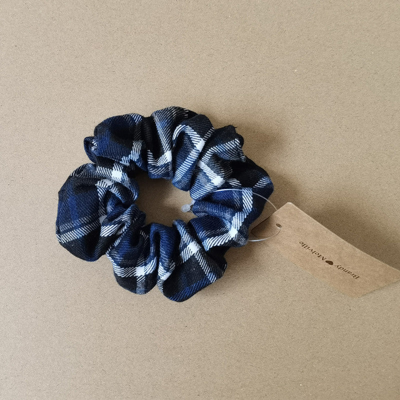 Best Plaid Print Large Intestine Ring Women's Hair Tie