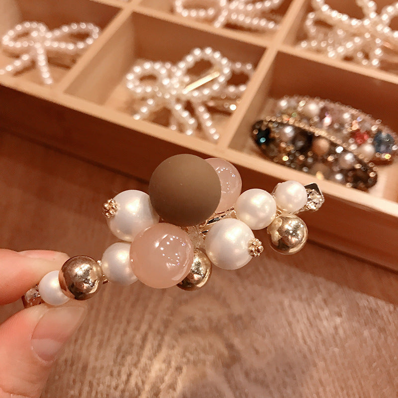 Net Red Hair Accessories Sweet Pearl Spring Clip