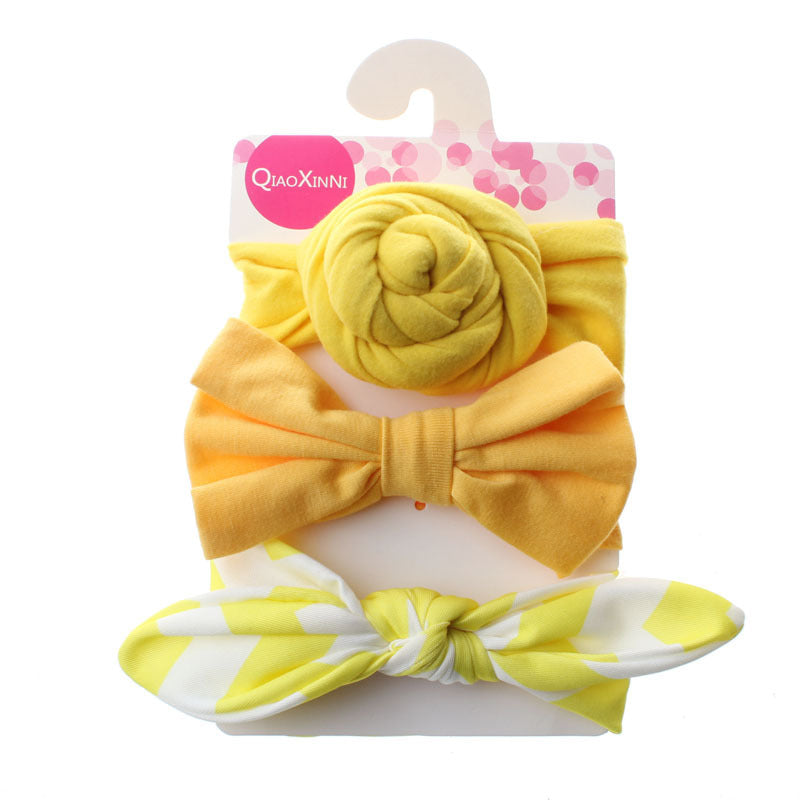 Exclusive For Cross-border Baby Rabbit Ear Hair Ring Headband Set Children Headwear