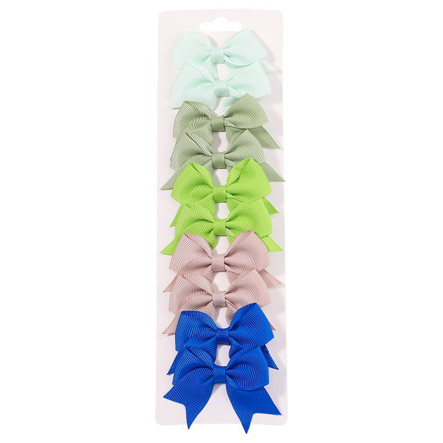 Solid Color Ribbon Bow Hair Clip Set