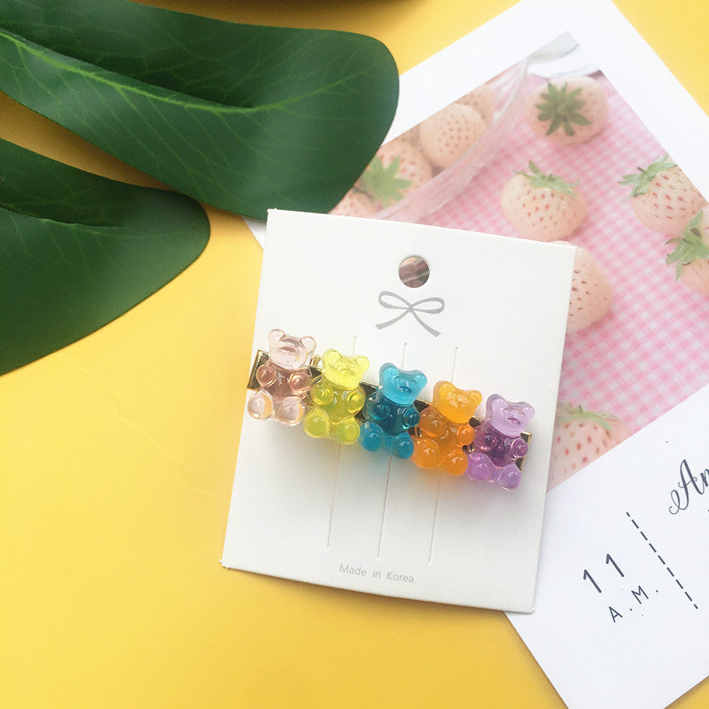 Acrylic Jelly Bear Candy Color Hair Clip