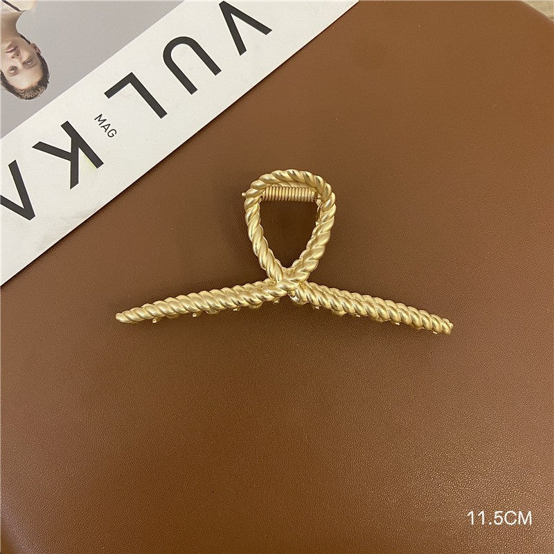 Large Metal Grab Clip Back Head Pan Hair Elegant Gold Headdress Female