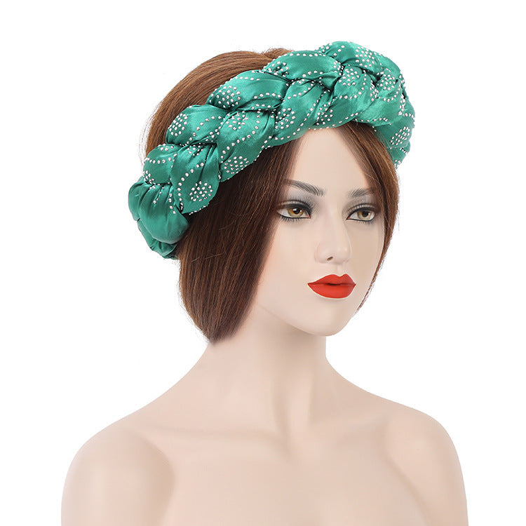 Satin Multicolor Perm Drill New Twist Braid Hairband Hair Ring