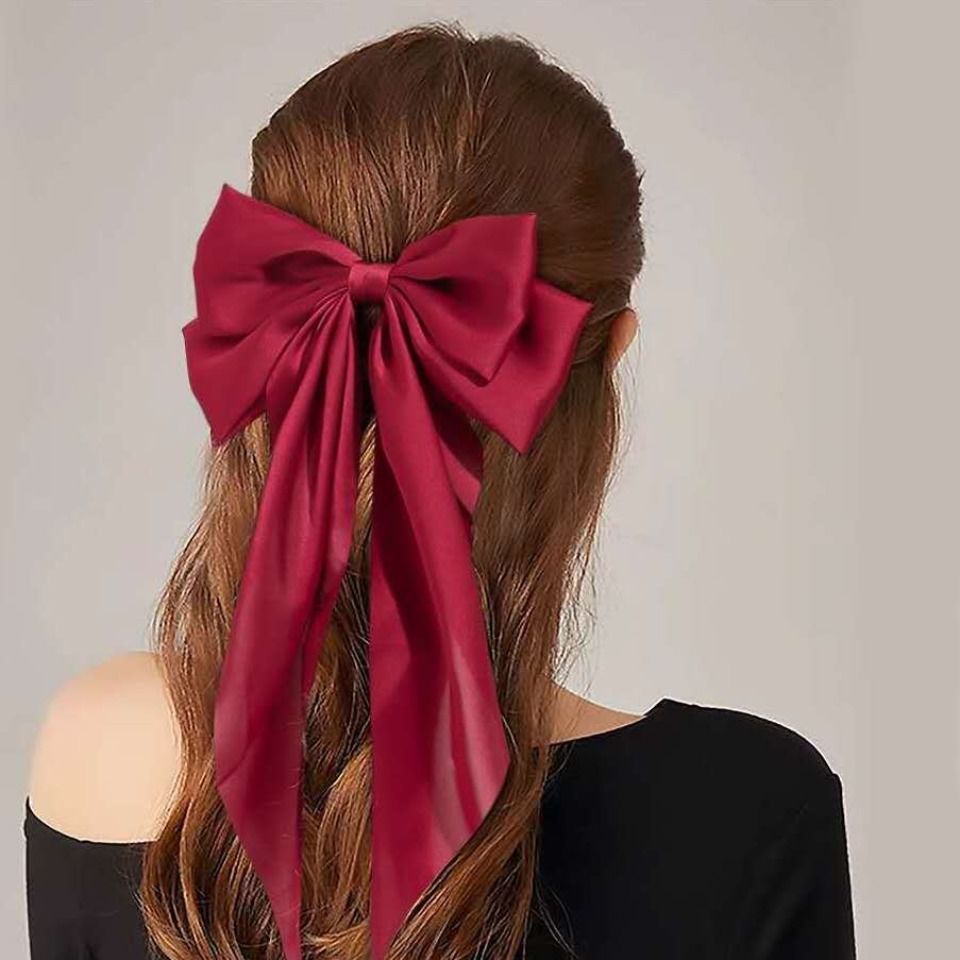 Bow Ribbon Hairpin Simple Retro Fabric Back Head Spring Clip Women's Hair Accessories
