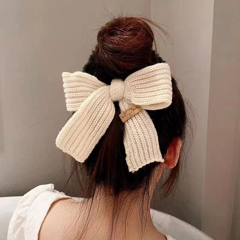 New Autumn And Winter Wool Bow Plush Hair Ring