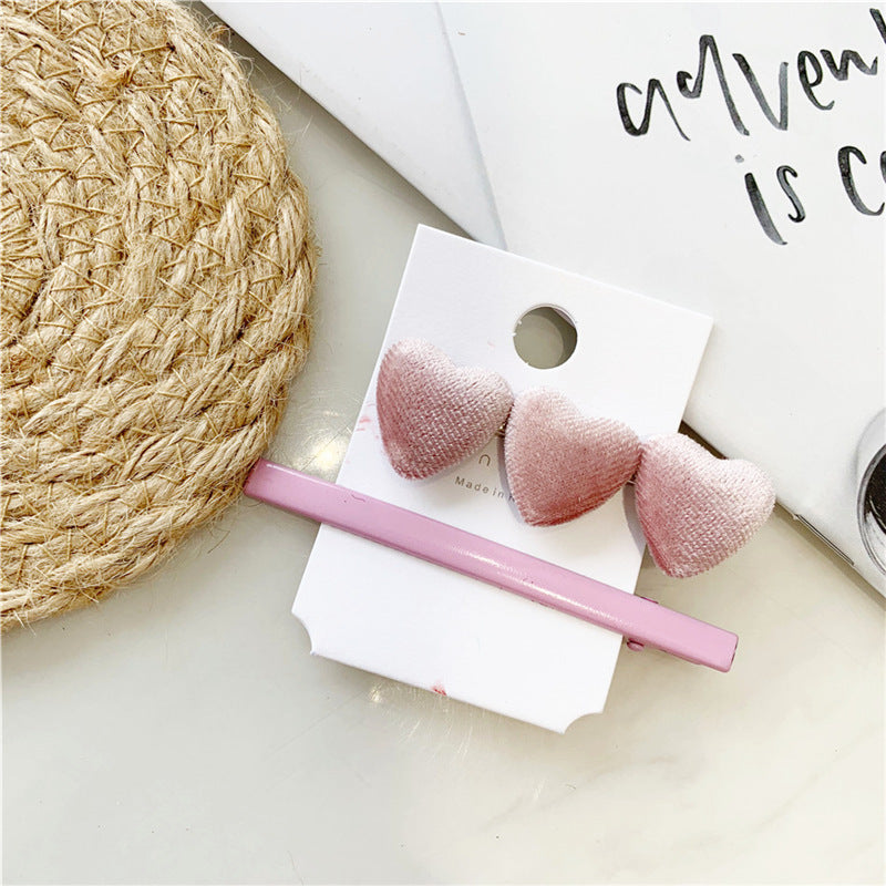 Fashion Girl Retro Velvet Love Hair Clip Set