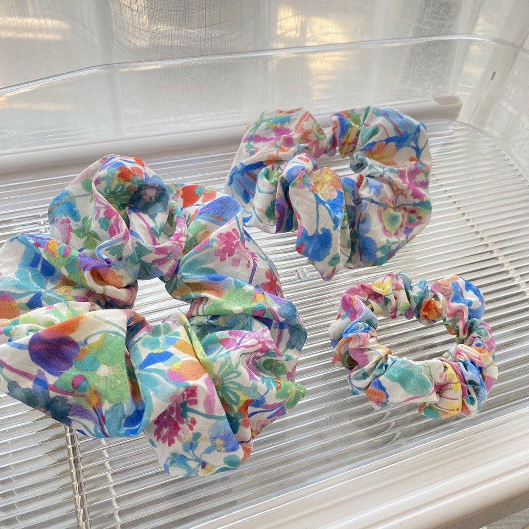 Women's Watercolor Floral Print Hair Ring
