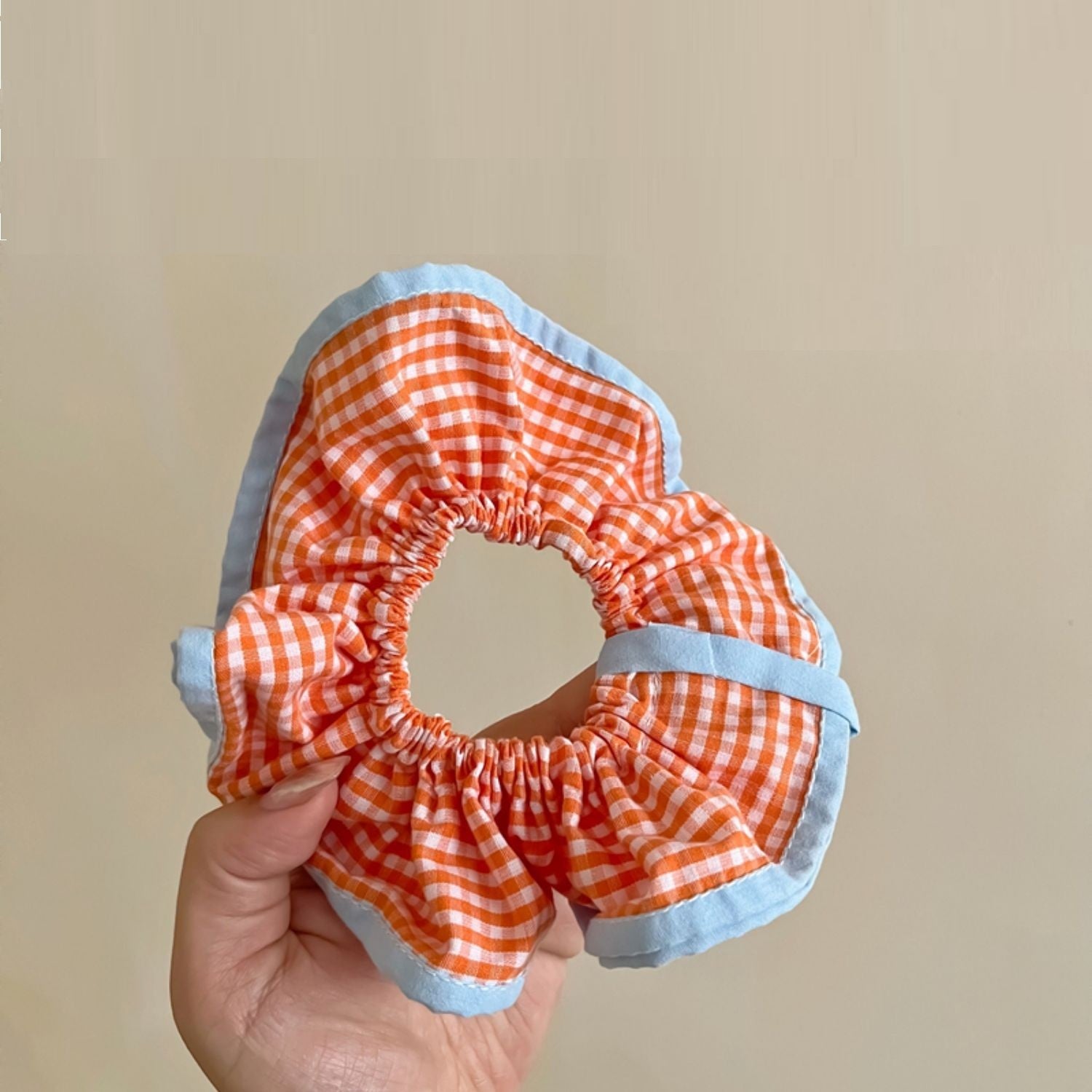 Early Spring New Sweet Girl Candy Color Plaid Hair Ring