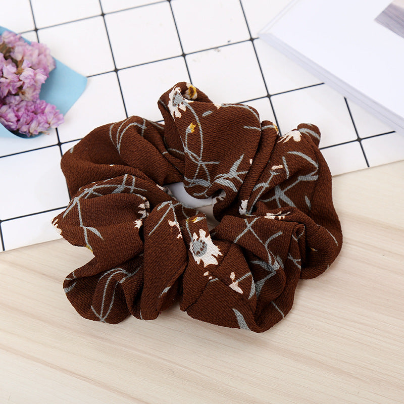 Floral Flamingo Large Intestine Hair Ring Cloth Headdress Flower Chiffon