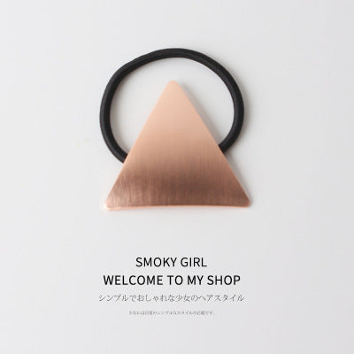 European And American Ins Cold Style Geometric Metal Brushed Hollow Hair Ring