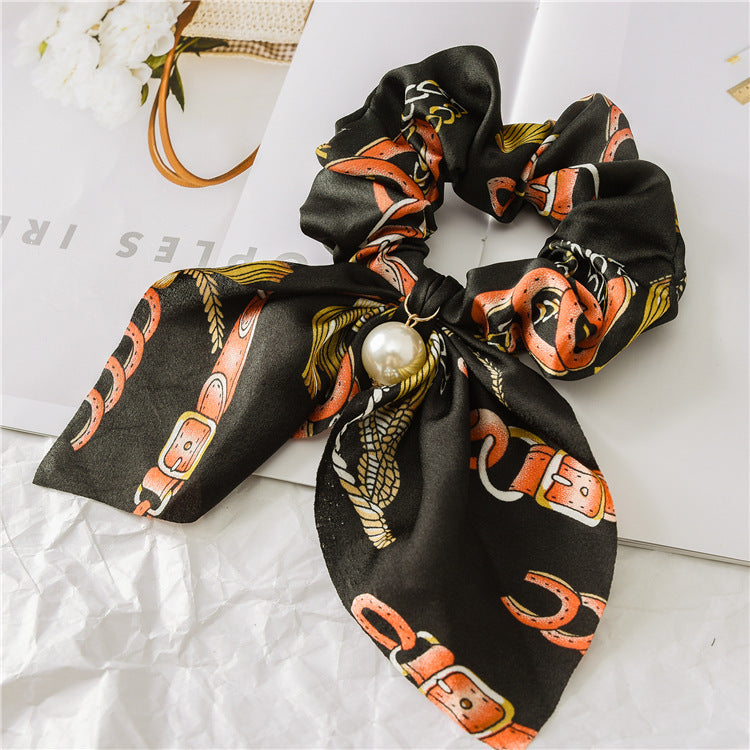 Pearl Pendant Large Intestine Scrunchies Hair Knot Knotted Big Bow Hair Rope