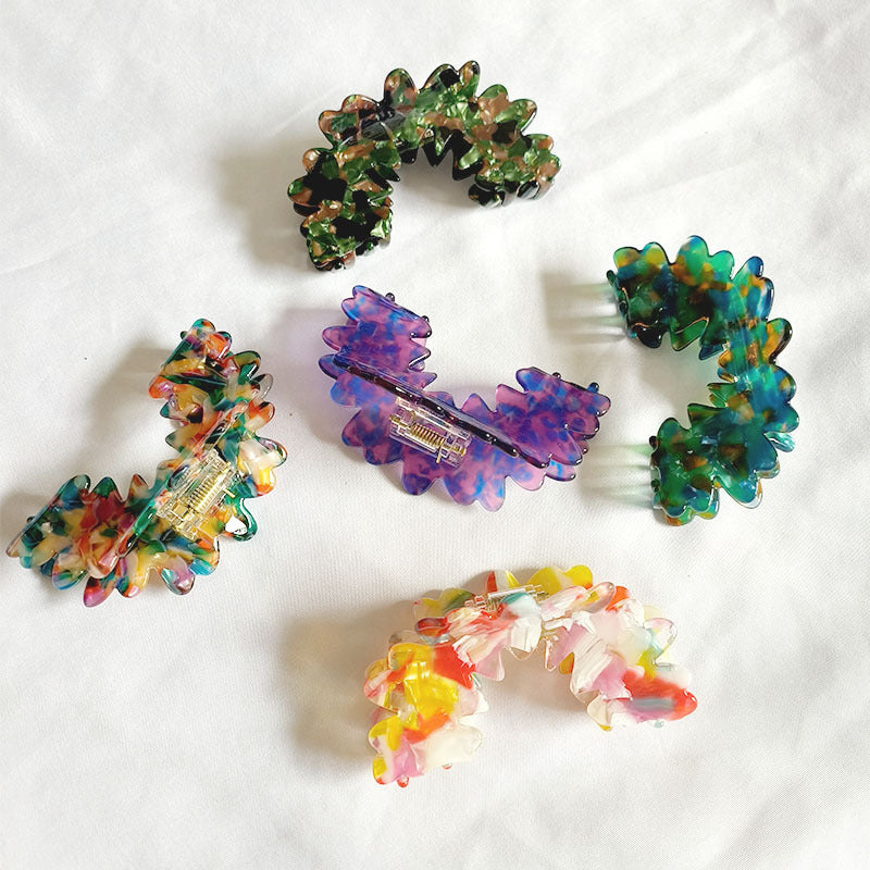 French High-grade Wave Clouds Grip Barrettes