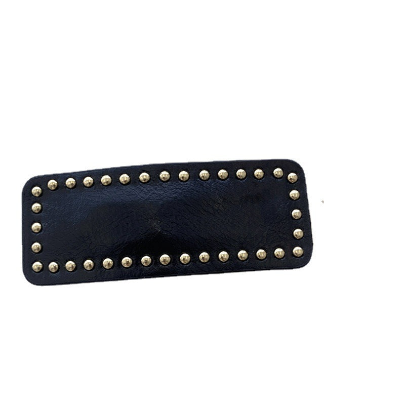 Beaded Leather Solid Color Square Simple Hair Clip