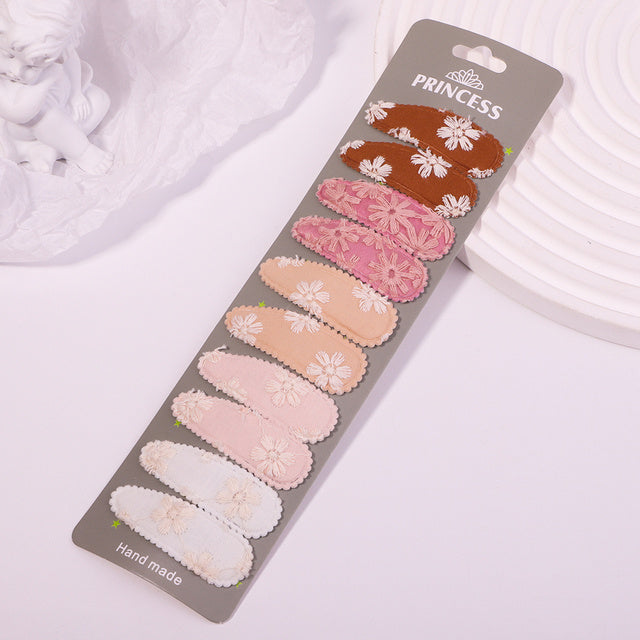 Women's Fashion Embroidered Print Teardrop Hair Clip