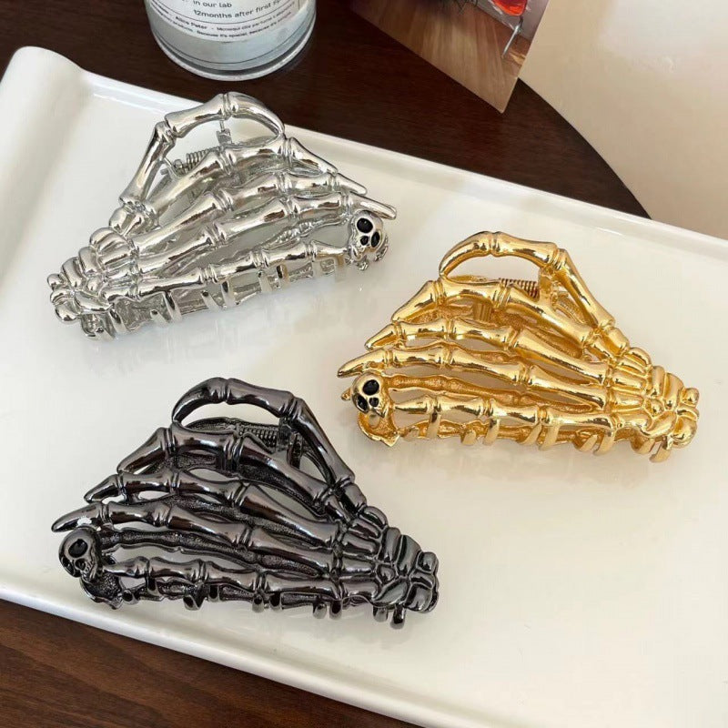 Skull Claw Metal Barrettes Female Autumn Special-interest Design Back Head Updo Hair Claw