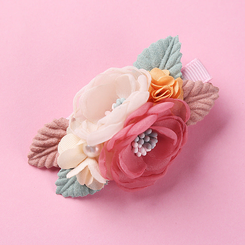 New Three-dimensional Flower Children's Pearl Hair Clip