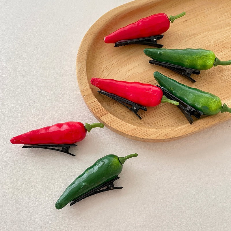 Women's Fashion Simulation Red Chilli Vegetable Hair Styling Clip