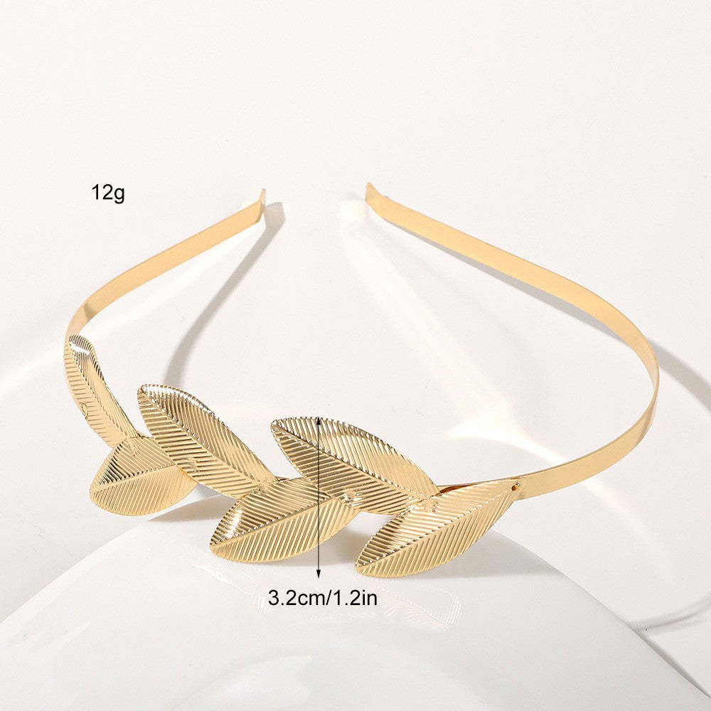 Metal Leaves Headband Bride Hair Clip Headdress