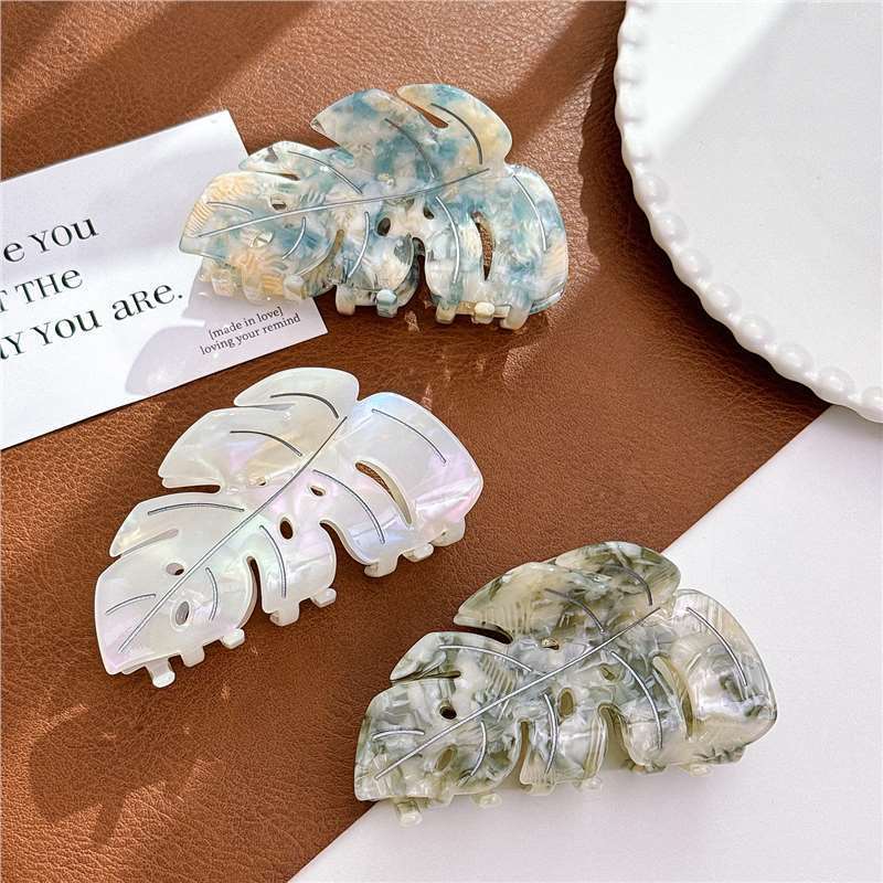 Creative Decorative Colorful Acetate Leaves Barrettes