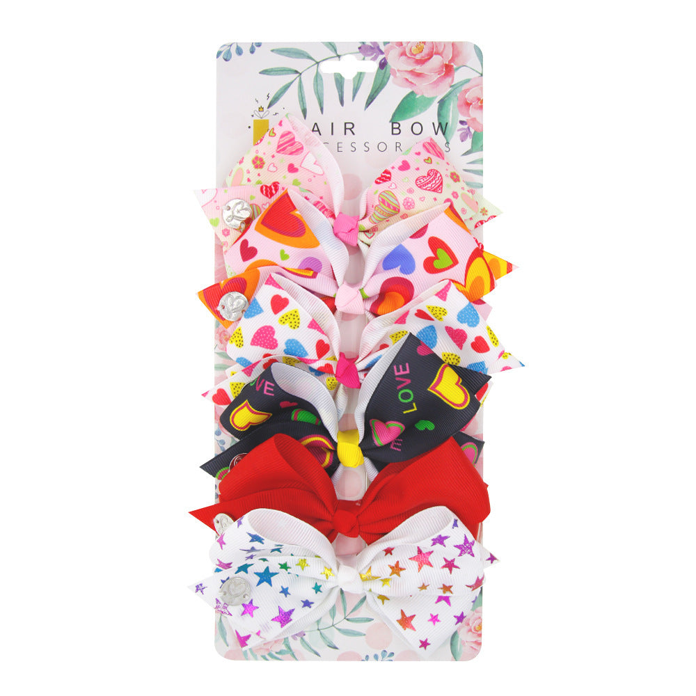 Fashion Children's Heart Bow Hair Clip Set