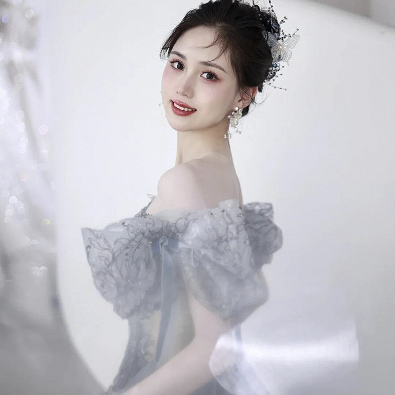 Best New Bridal Hair Accessories Blue Crystal Hair Band Ear Clip Set