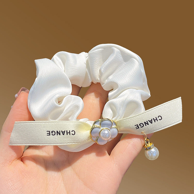 Camellia Large Intestine Hair Ring Retro Ponytail Hair String