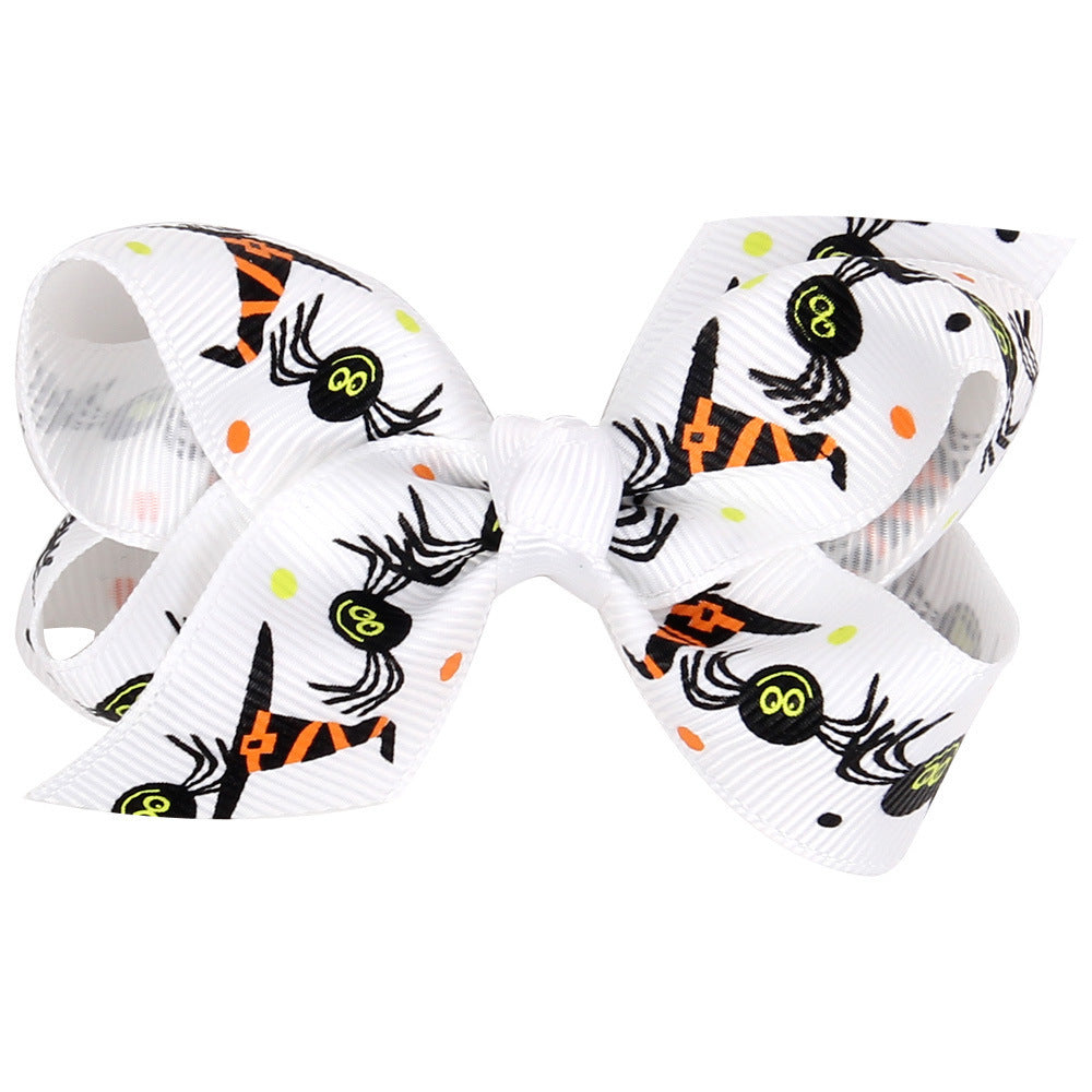 Children's Fashion Halloween Cartoon Print Bow Barrettes