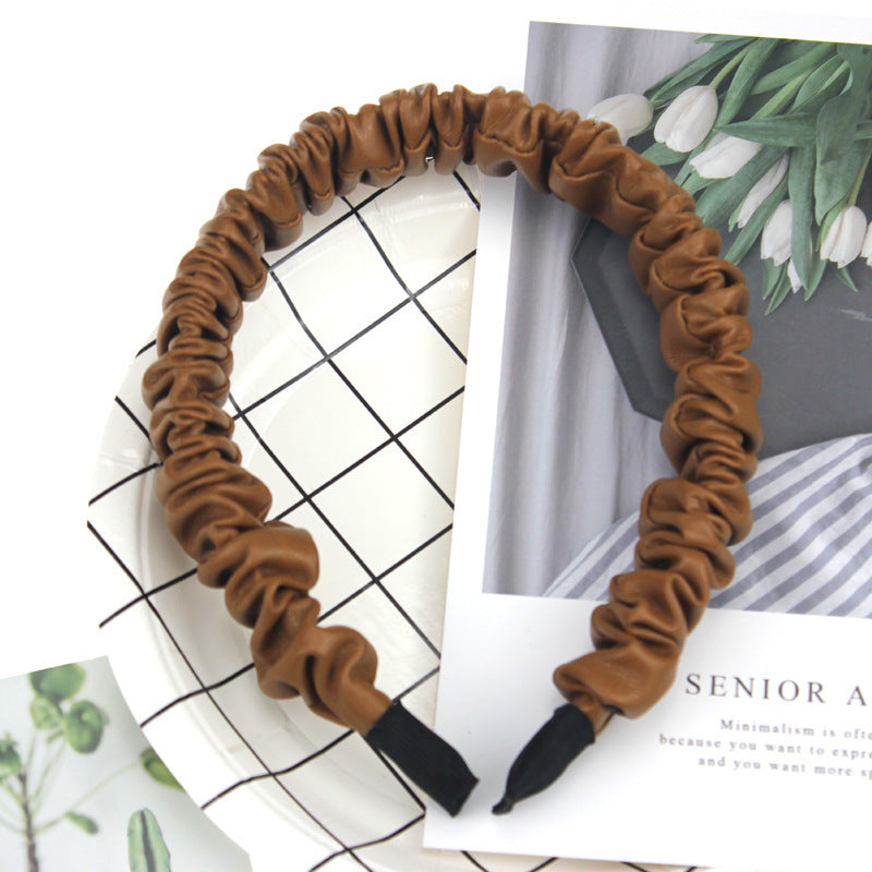 Folded Headband High-End Leather Simple And Versatile