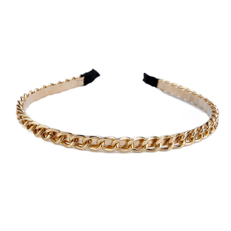Thick Chain Hair-hoop Women's Metal Hair Band Handmade Winding Headdress Exquisite Hair Accessories Wholesale