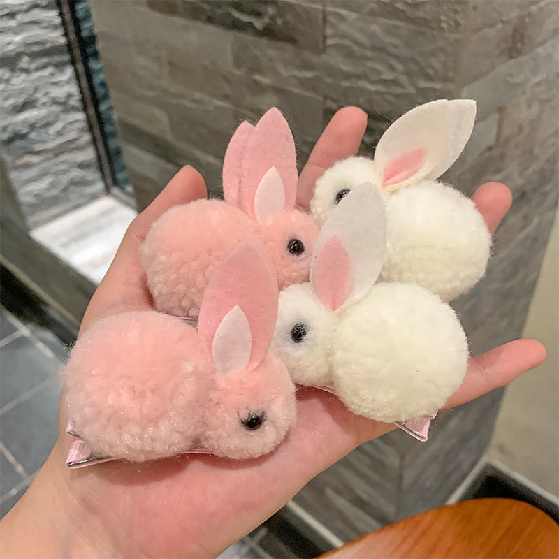 Cute Bunny Three-dimensional Barrettes Children's Plush Clip