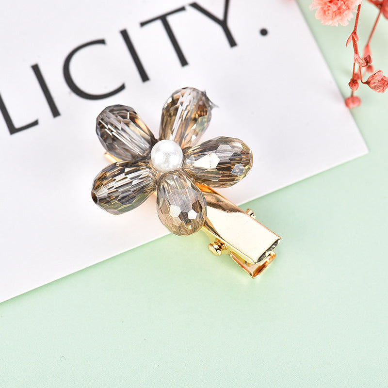 Net red hair accessories temperament all-match crystal flower duckbill clip