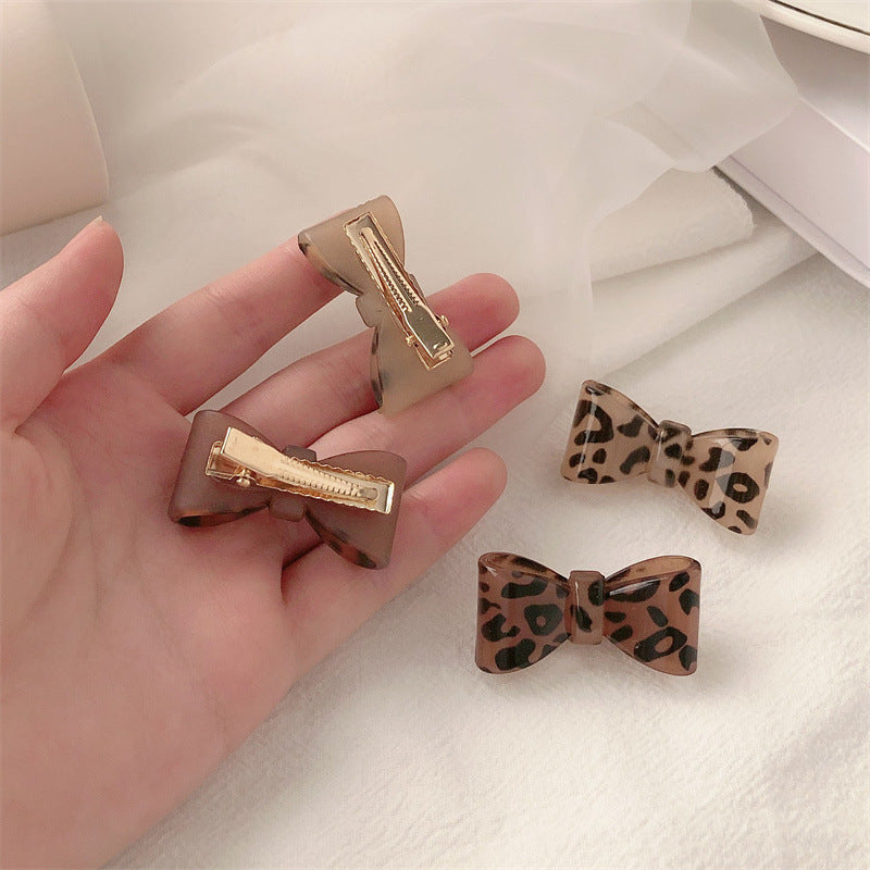 Bow Leopard Print Hair Pin All-match Side Clip