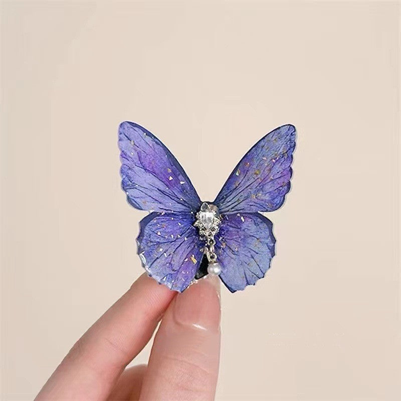Ice Blue Butterfly Barrettes Female